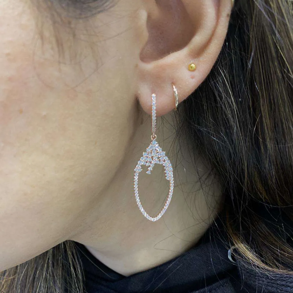 Hanging Teardrop Styled Earrings With CZ Stones