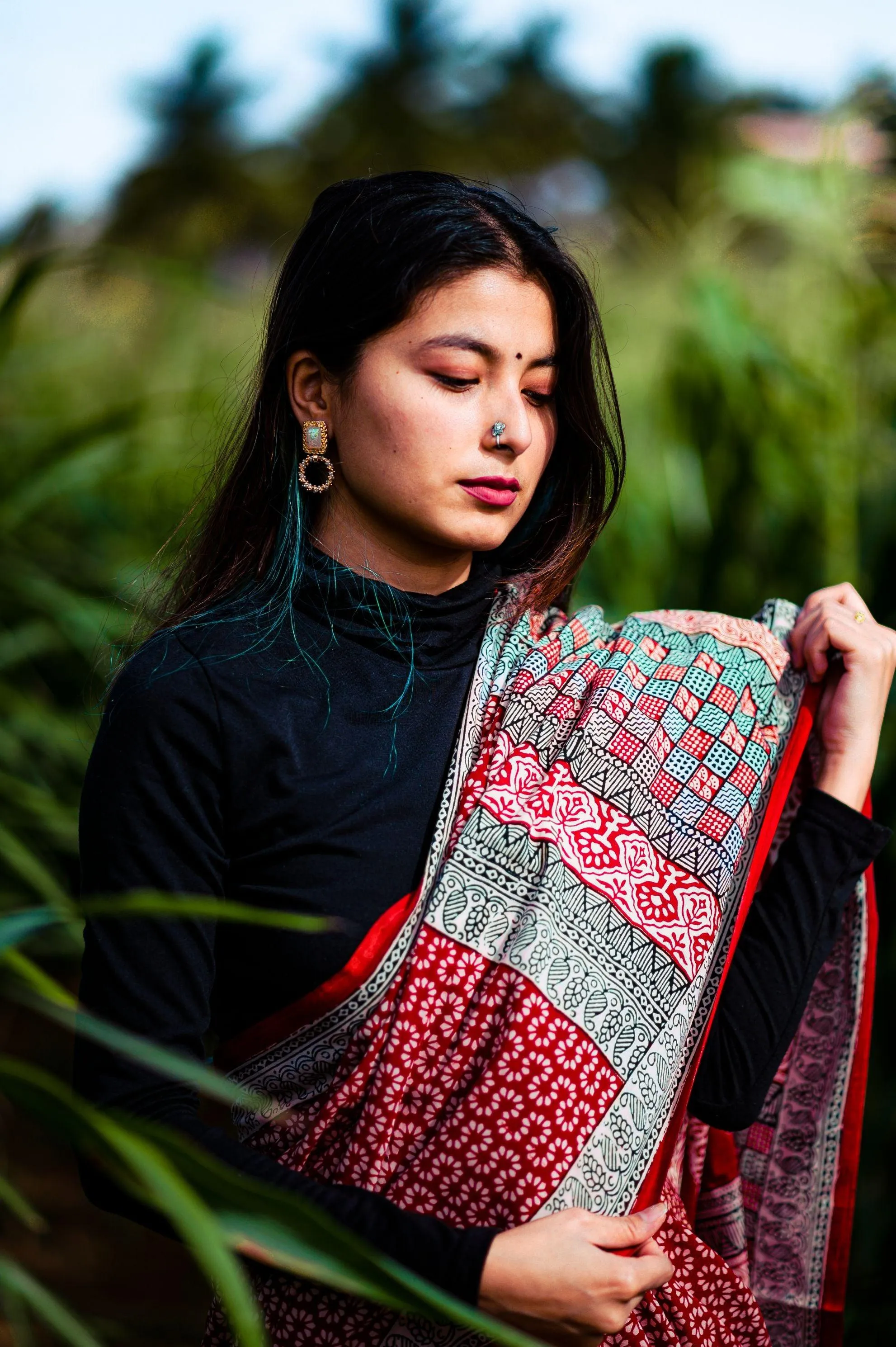 Kaisori Nandana - Leher Bagh handblockprinted cotton saree