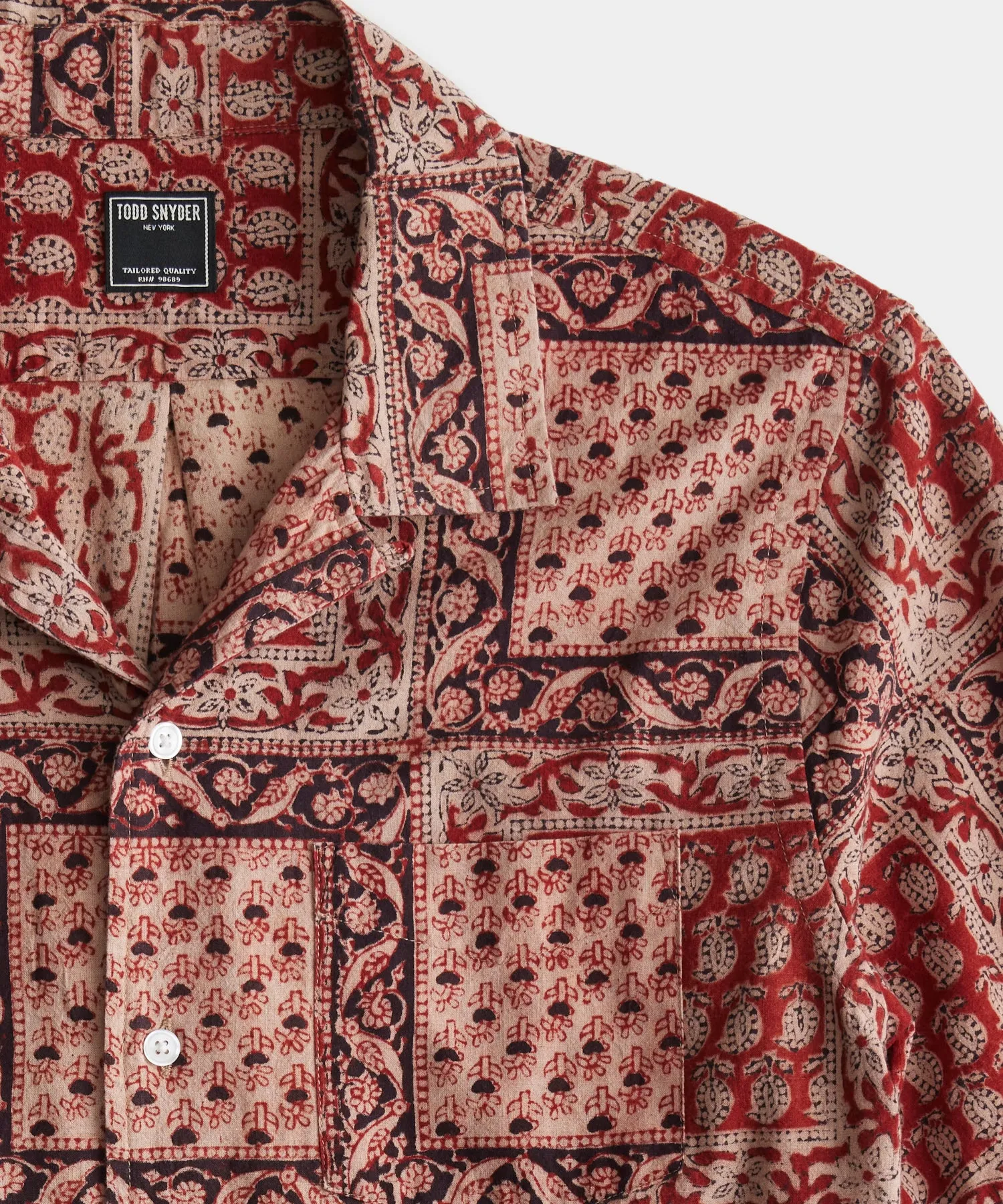 Kalamkari Block Print Short Sleeve Camp Collar