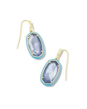 Kendra Scott Enamel Framed Dani Oval Dangle Earrings in Periwinkle Illusion and Gold