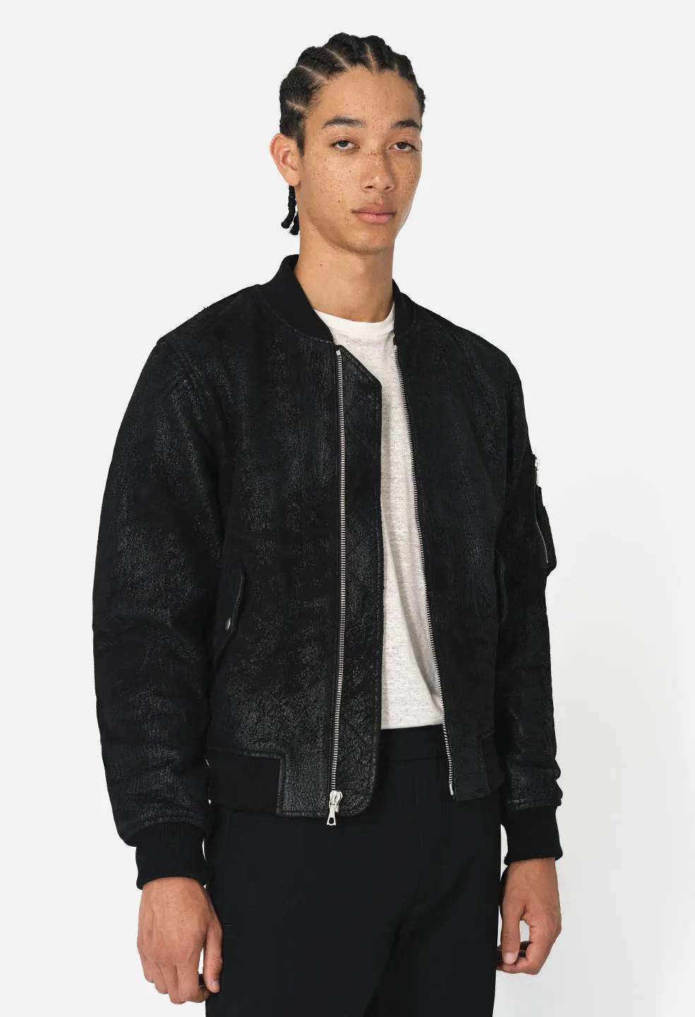 Leather Bogota Bomber / Jungle Black