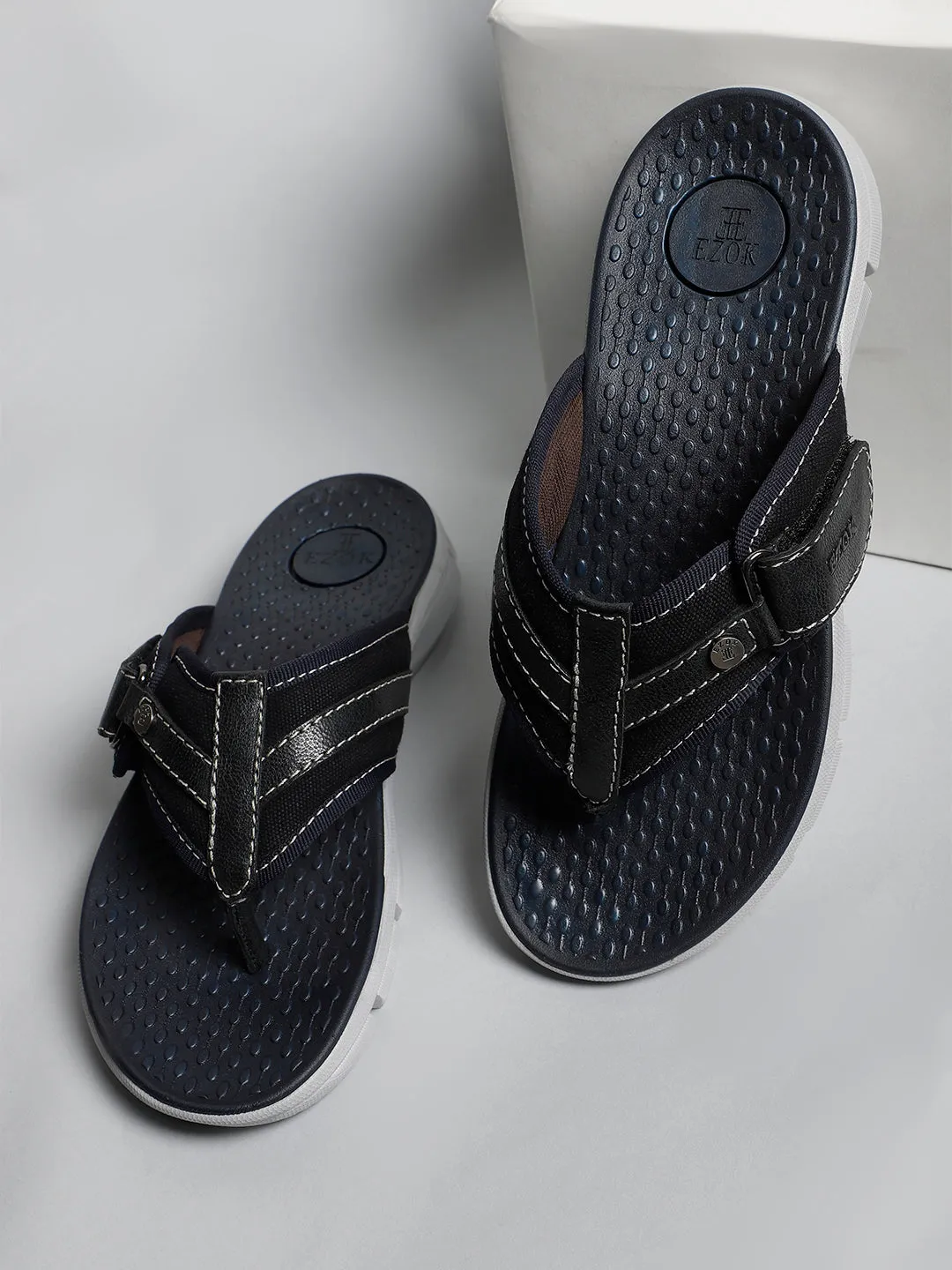 Leather flipflops for men (black)