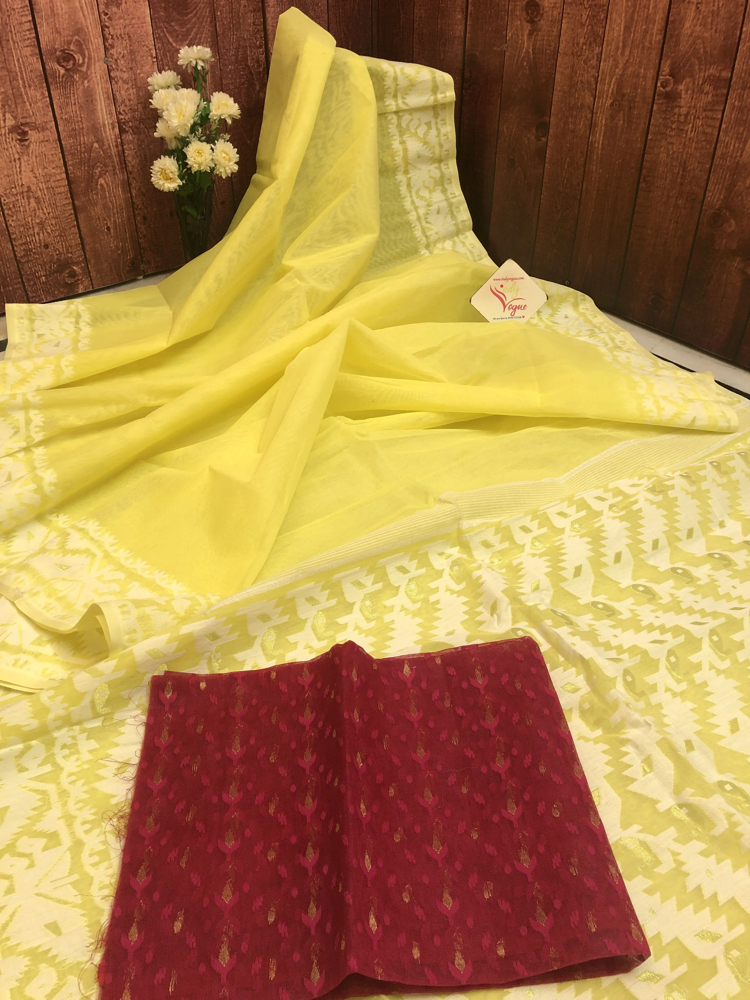 Light Yellow Color Jamdani Saree