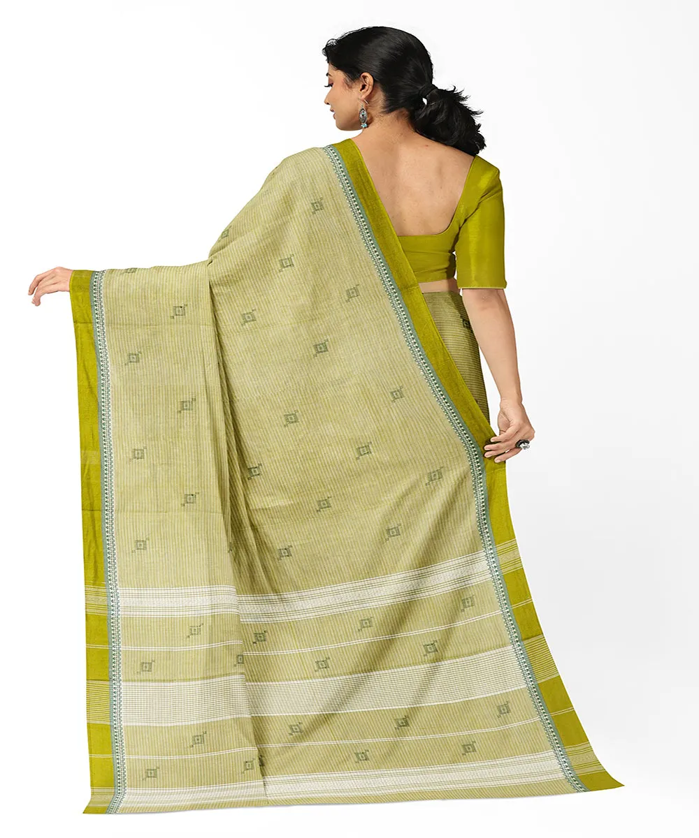 Lime green butta handwoven rajahmundry cotton saree