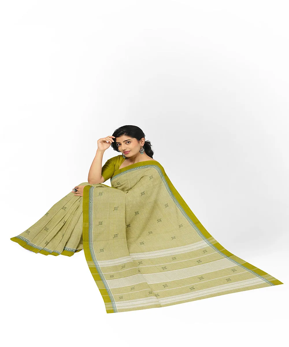 Lime green butta handwoven rajahmundry cotton saree