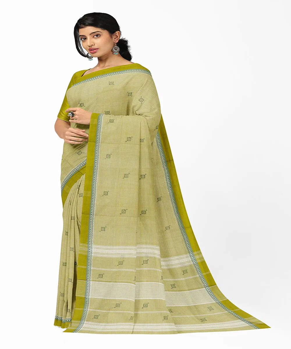 Lime green butta handwoven rajahmundry cotton saree