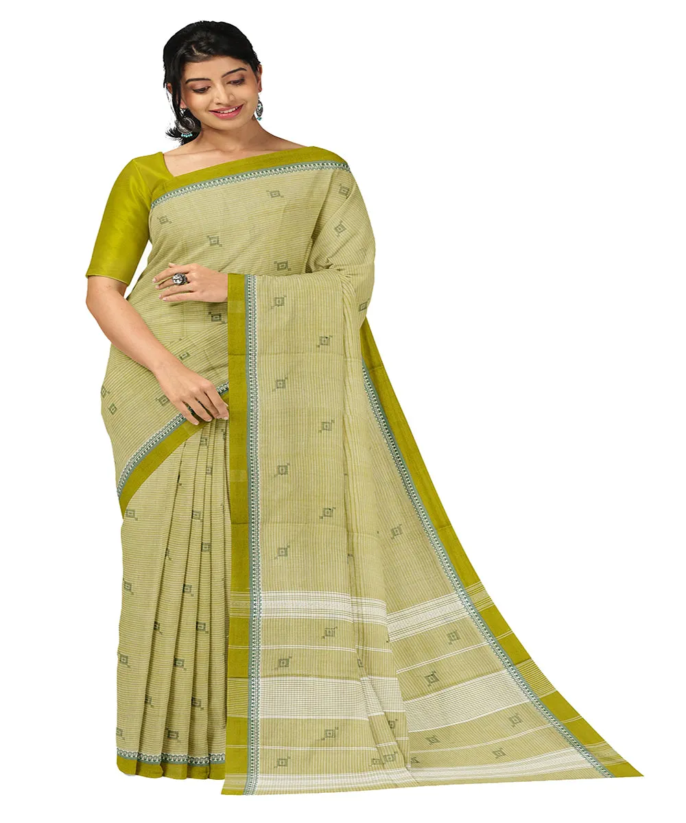 Lime green butta handwoven rajahmundry cotton saree