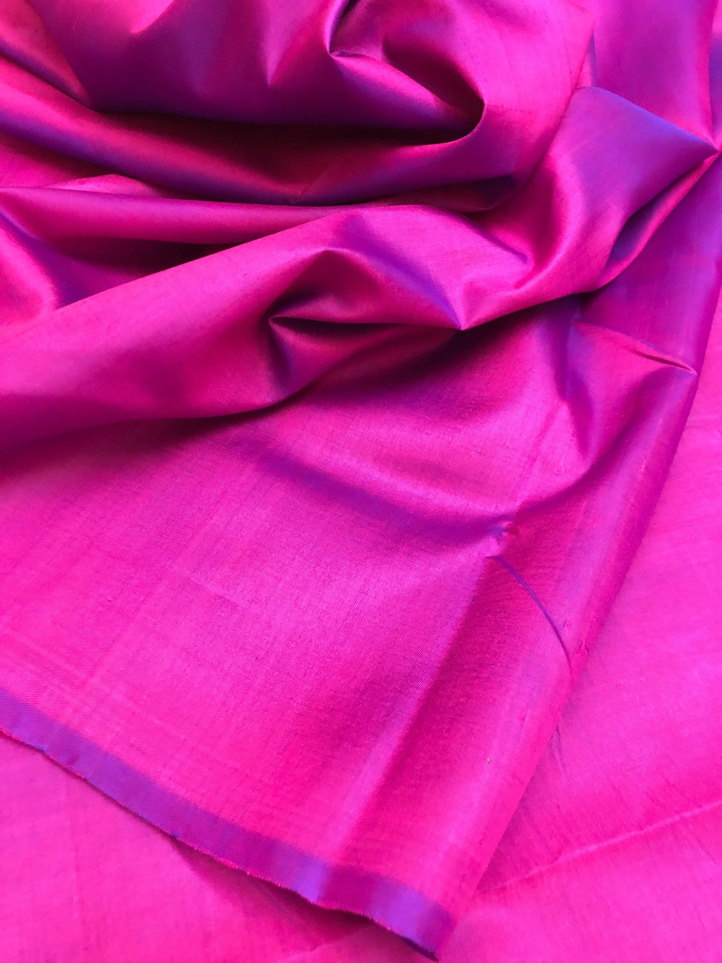 Magenta and Blue Dual Tone Color Bishnupur Silk Saree with Kalamkari Blouse