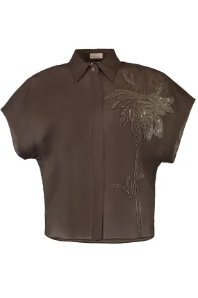 Magnolia Embroidered Button Front Top