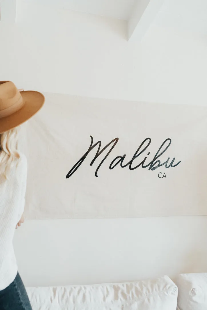 Malibu, CA Printed Canvas Flag