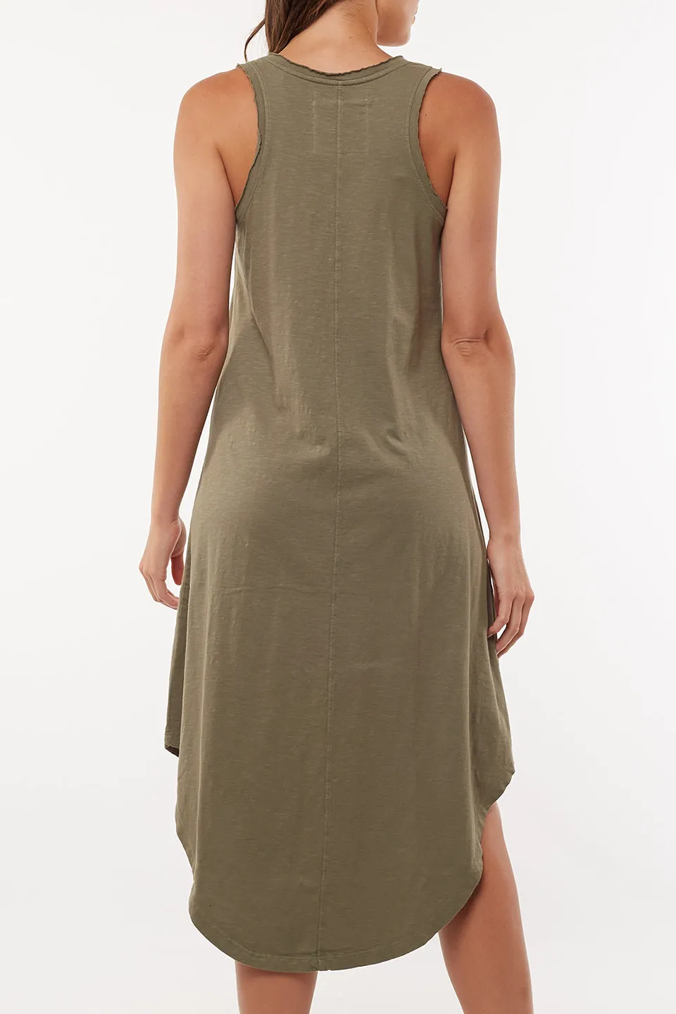 Margot Khaki Slub Jersey Tank Midi Dress