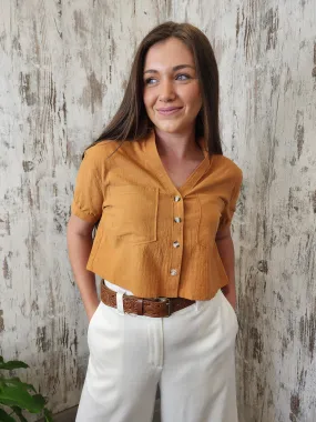 Mason Cotton Top Blouse - Mustard