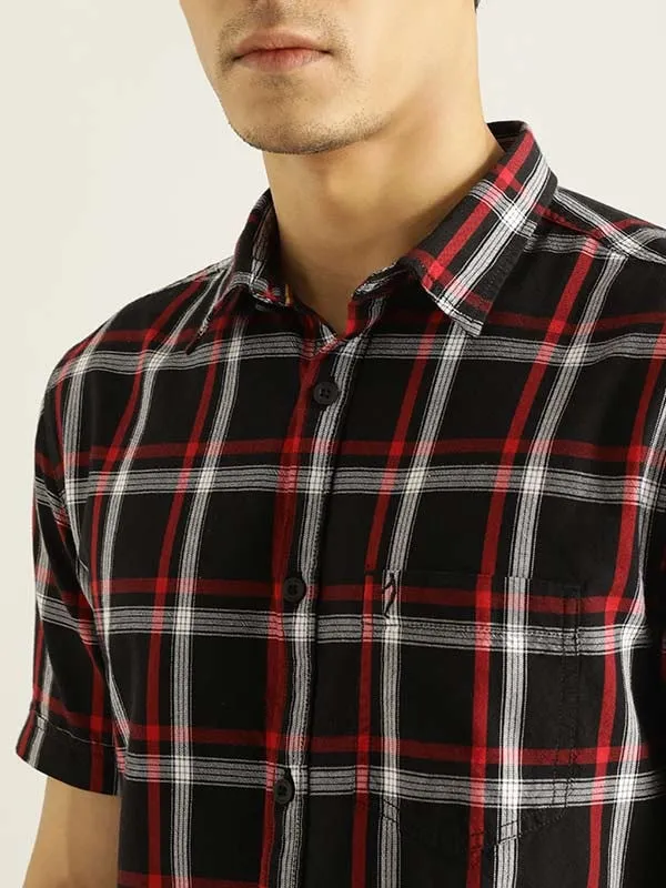 Men Checked Half Sleeve Cotton Shirt