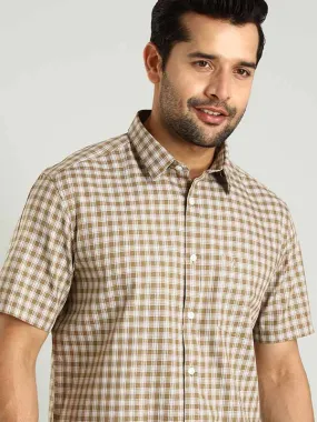 Men Checked Half Sleeve Cotton Shirt