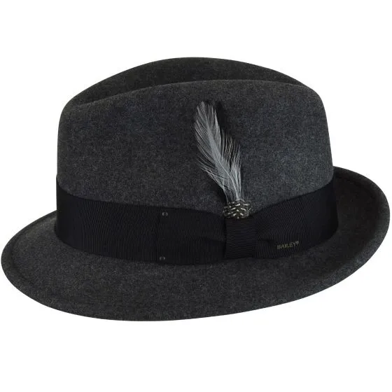 Men's Bailey Of Hollywood Litefelt Wool Center Dent Tino 7001 Fedora Black Mix