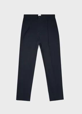 Men's Pleated Seersucker Trouser in Navy