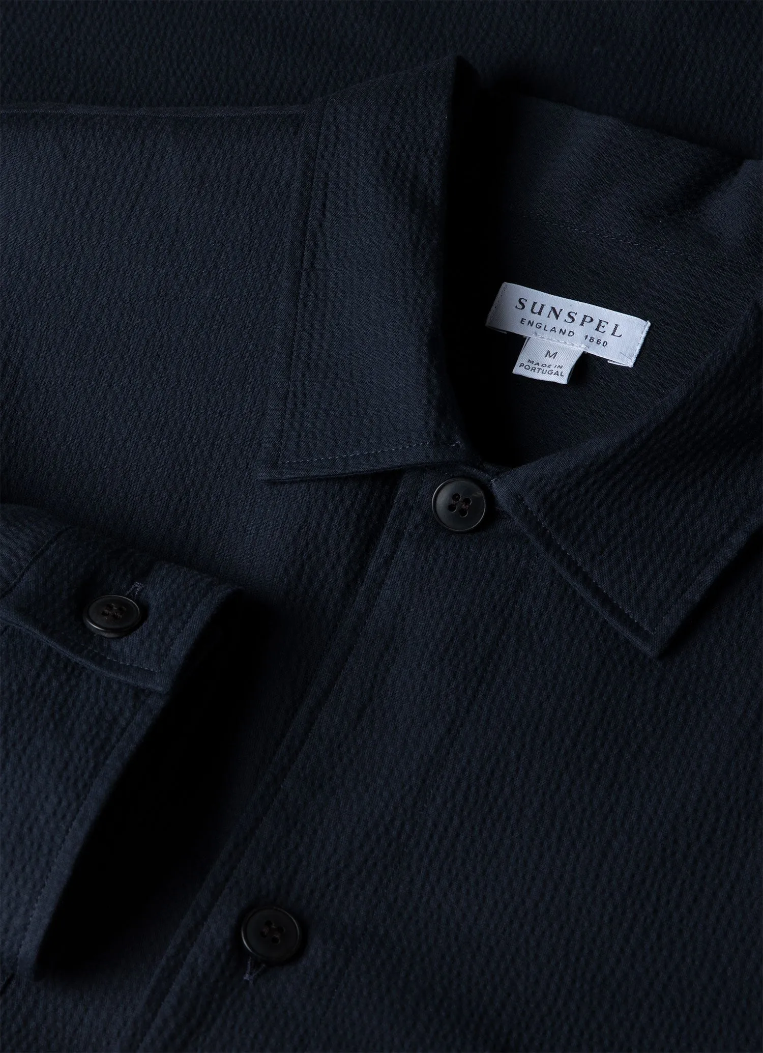 Men's Seersucker Overshirt in Navy