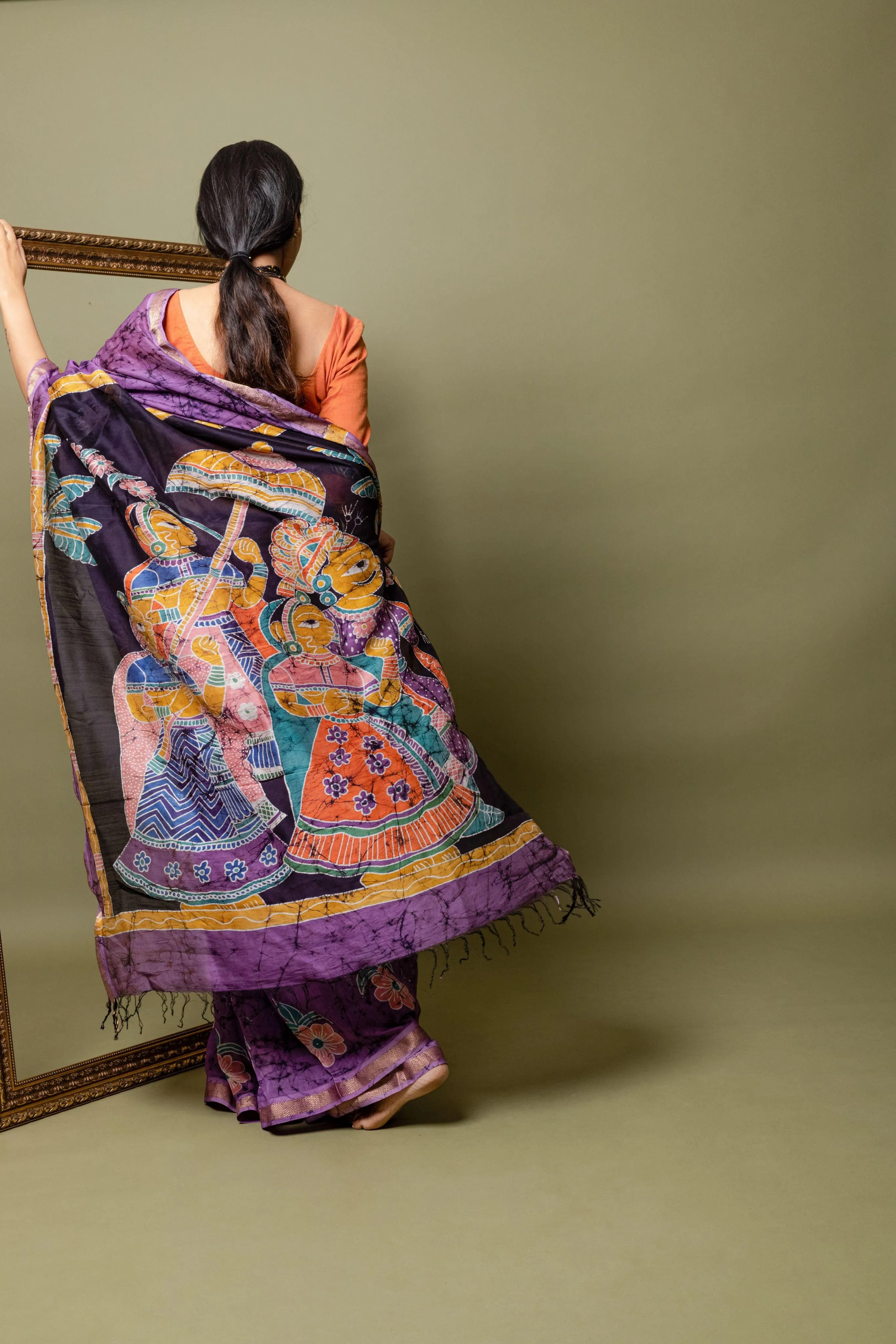 Narmada - Bageecha Batik Phad Maheswari saree