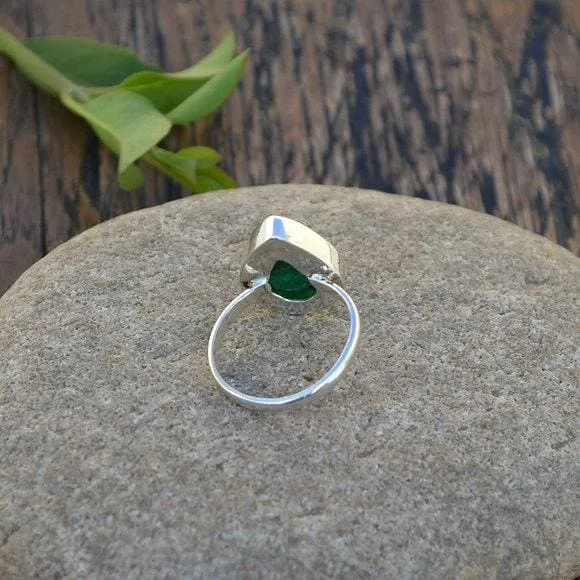 Natural Emerald Gemstone 925 Sterling Silver Ring, Emerald Jewelry, Nickel Free, Birthstone, Emerald Gemstone