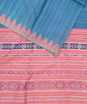 Navy blue pink silk handloom gopalpur saree