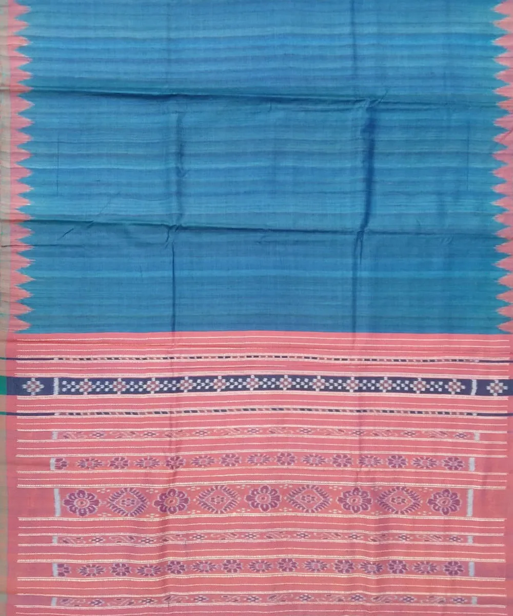 Navy blue pink silk handloom gopalpur saree