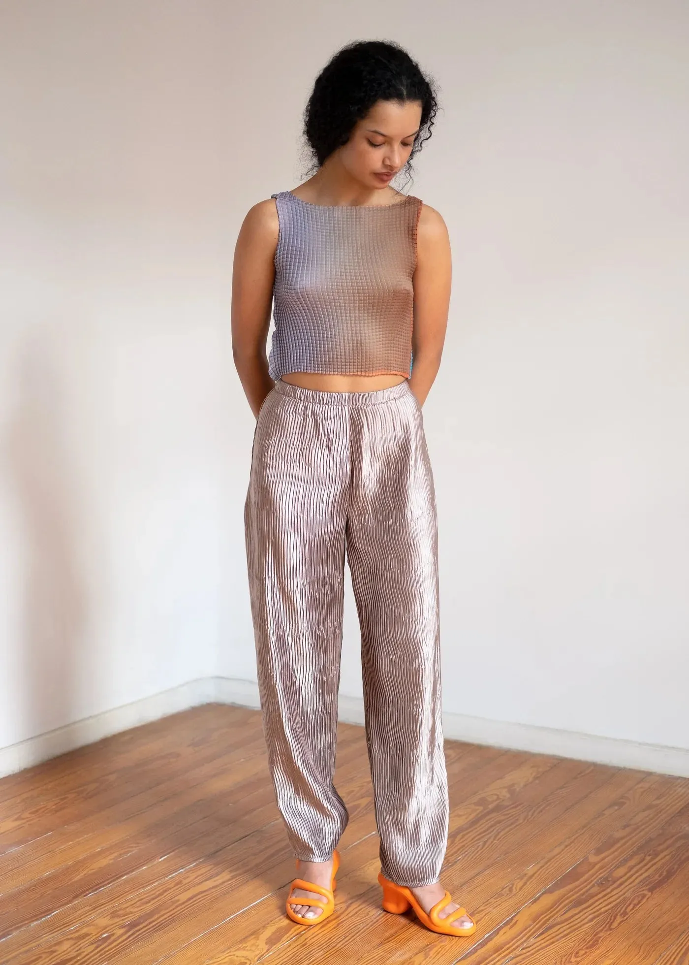 Open Pant in Mauve Shine