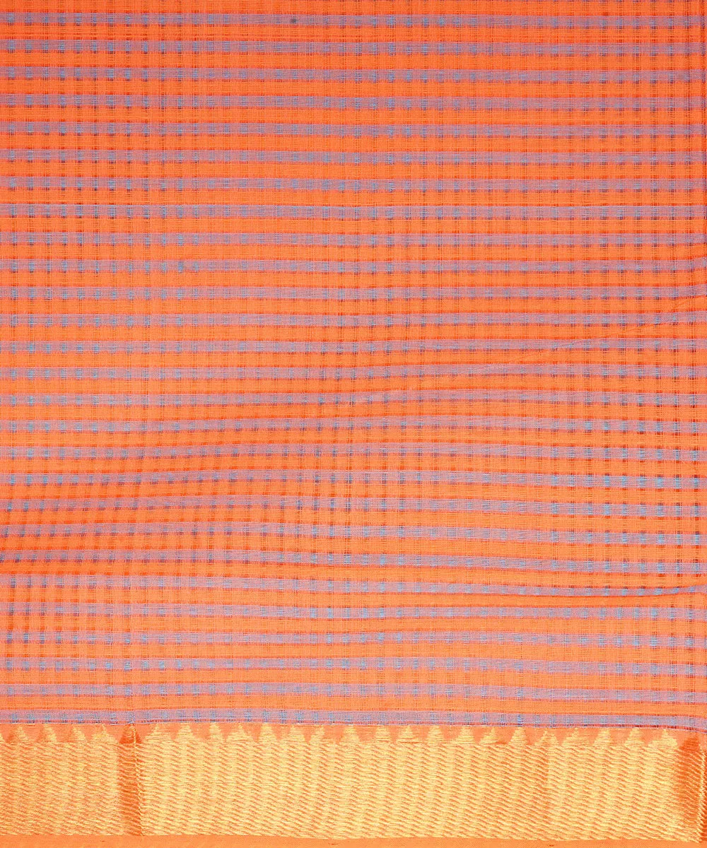 Peach handwoven mangalagiri cotton saree