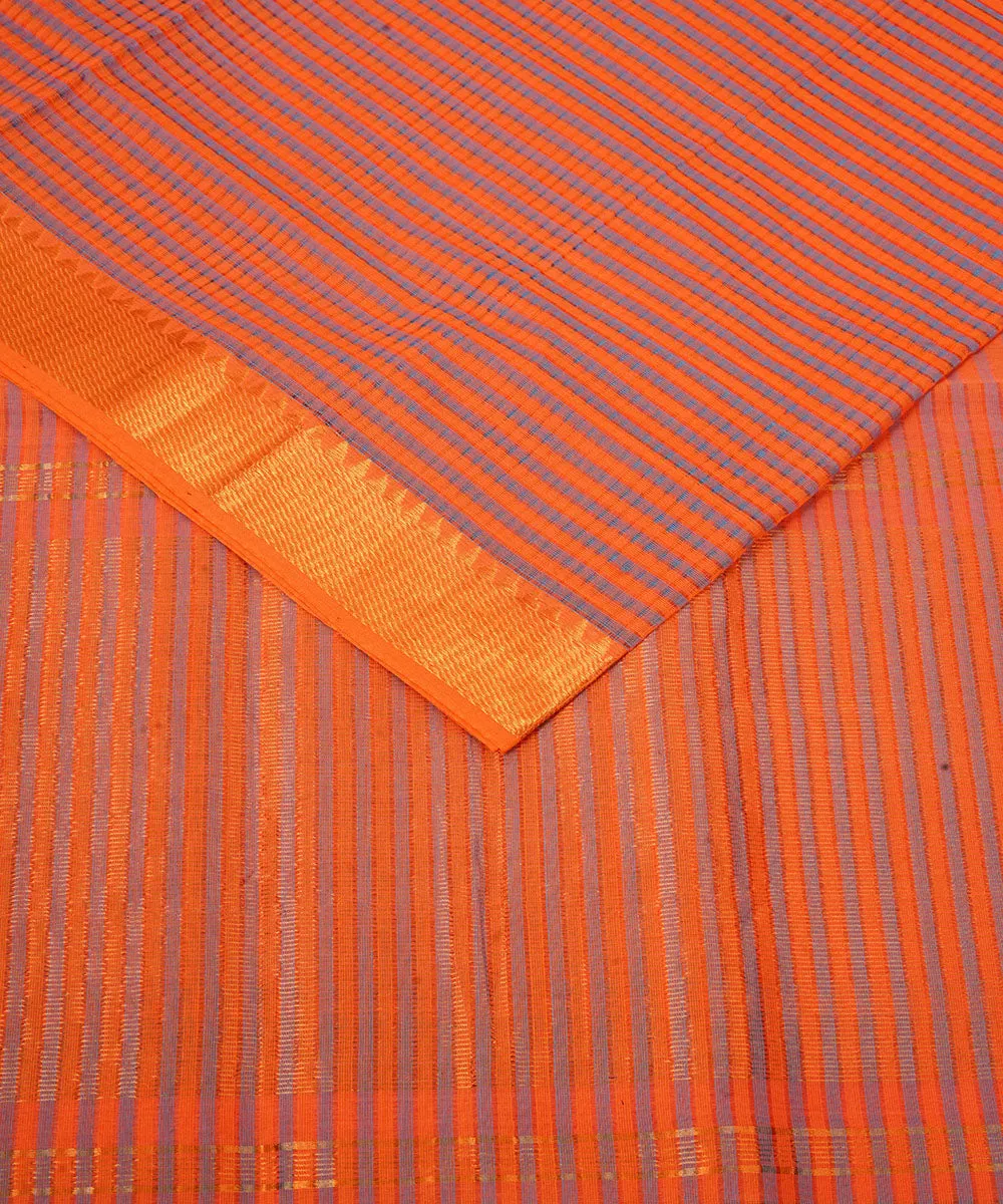 Peach handwoven mangalagiri cotton saree