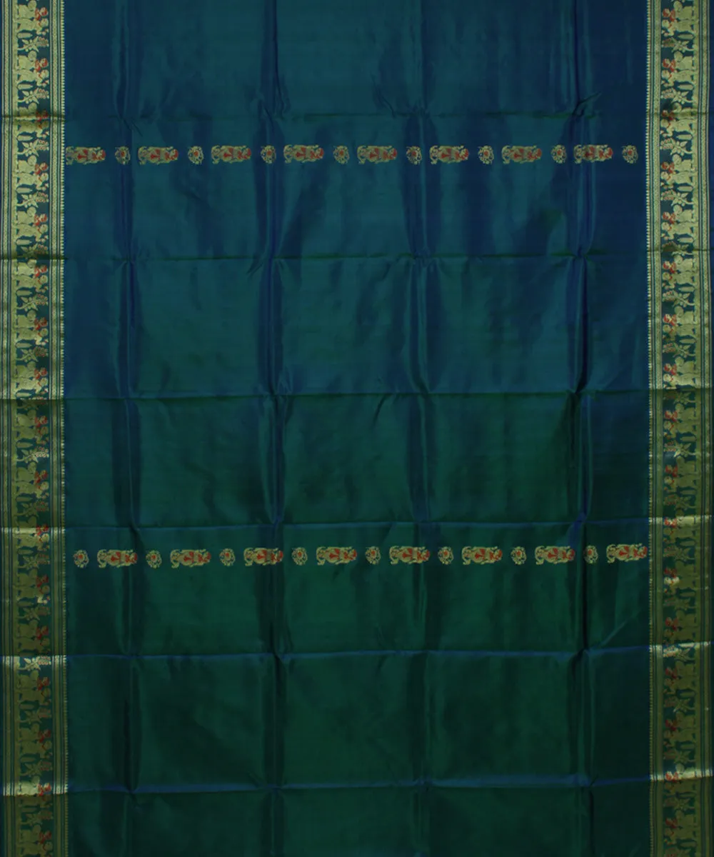 Peacock green handwoven meenakari baluchari silk saree