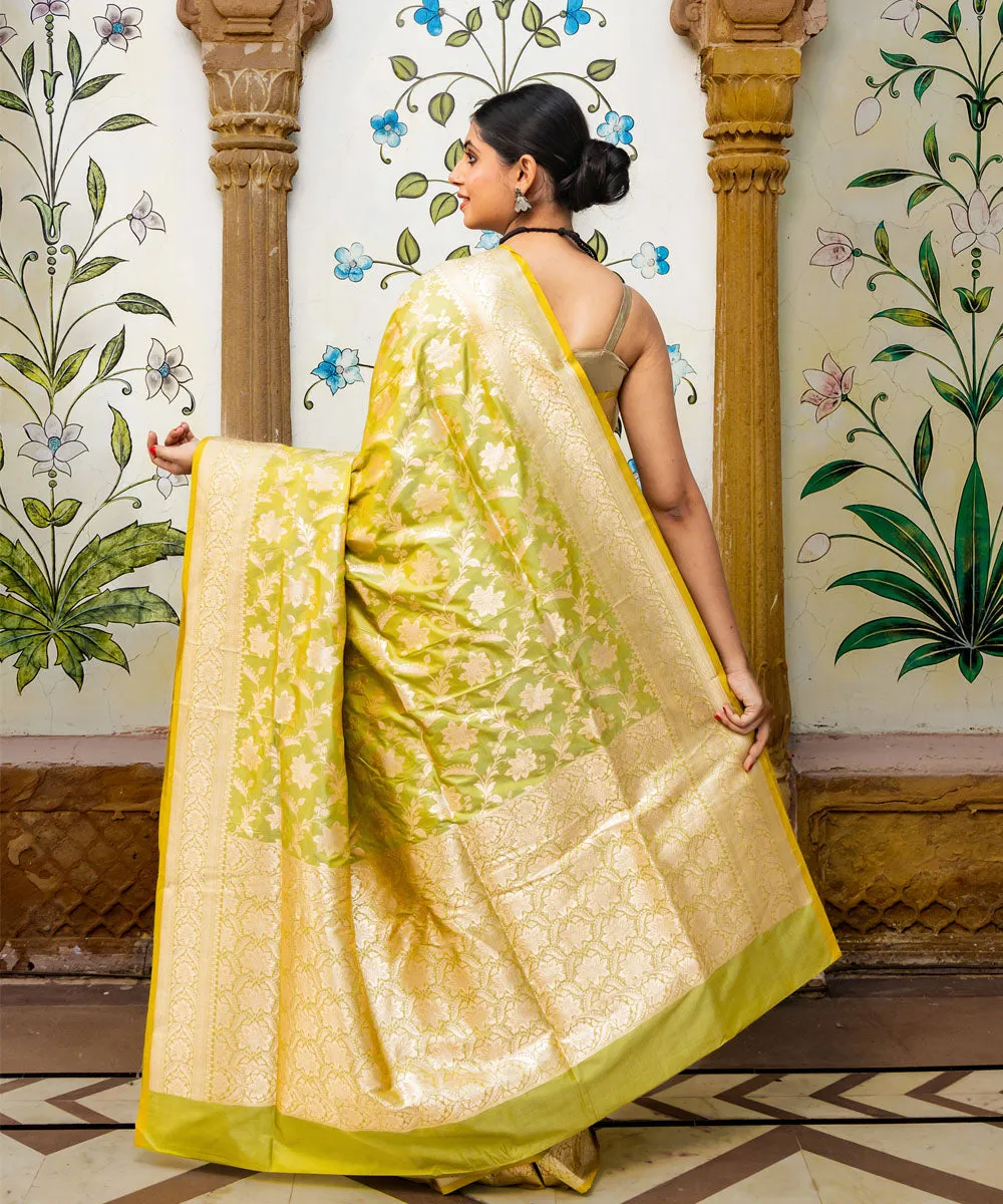 Pista green handwoven silk banarasi saree