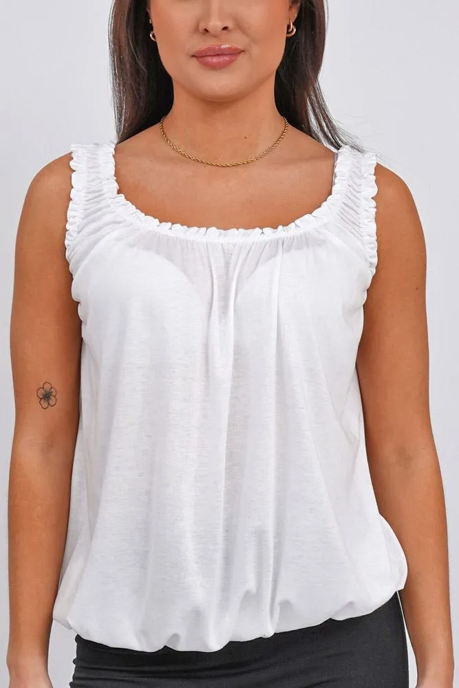 Plain Elasticated Gather Vest Top