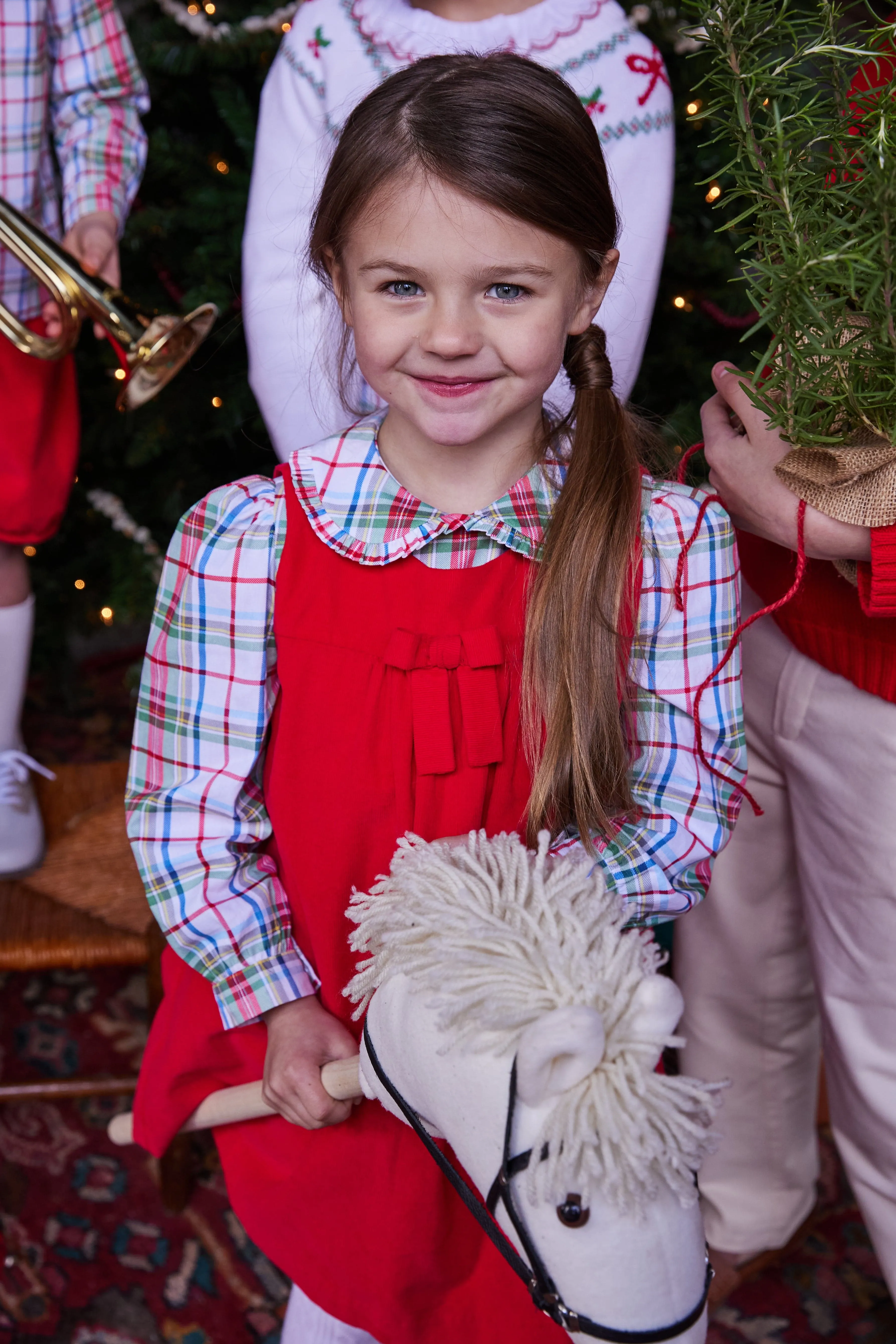 Pleated Bow Jumper - Red Corduroy