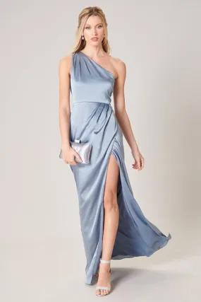 Presitige One Shoulder Asymmetrical Maxi Dress