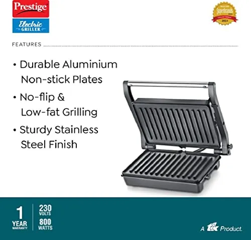 Prestige PEG 5.0 Non-Stick Coating 800 W Electric Grill