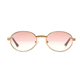 Prolific Gold Oval Frame Sunglasses - Light Pink