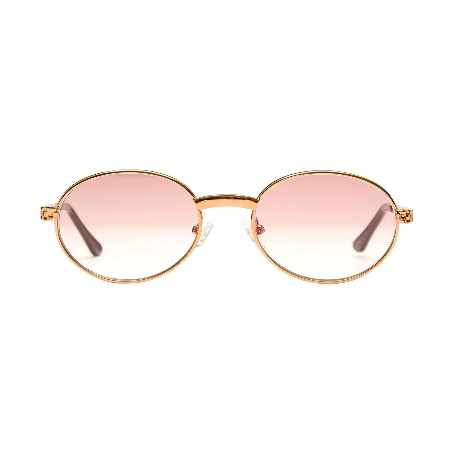 Prolific Gold Oval Frame Sunglasses - Light Pink