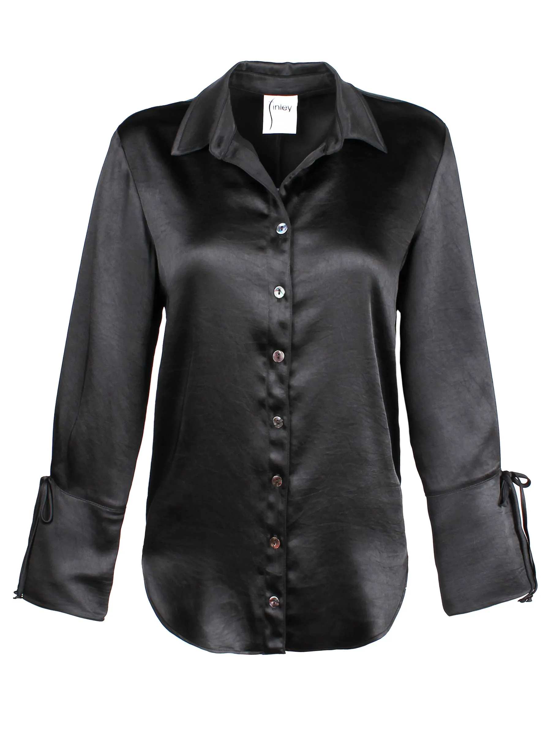 Rachel Shirt Black Hammered Satin