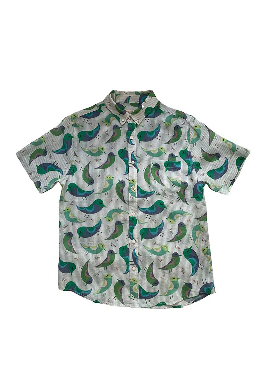 Retro Birds Silk Blend Shirt