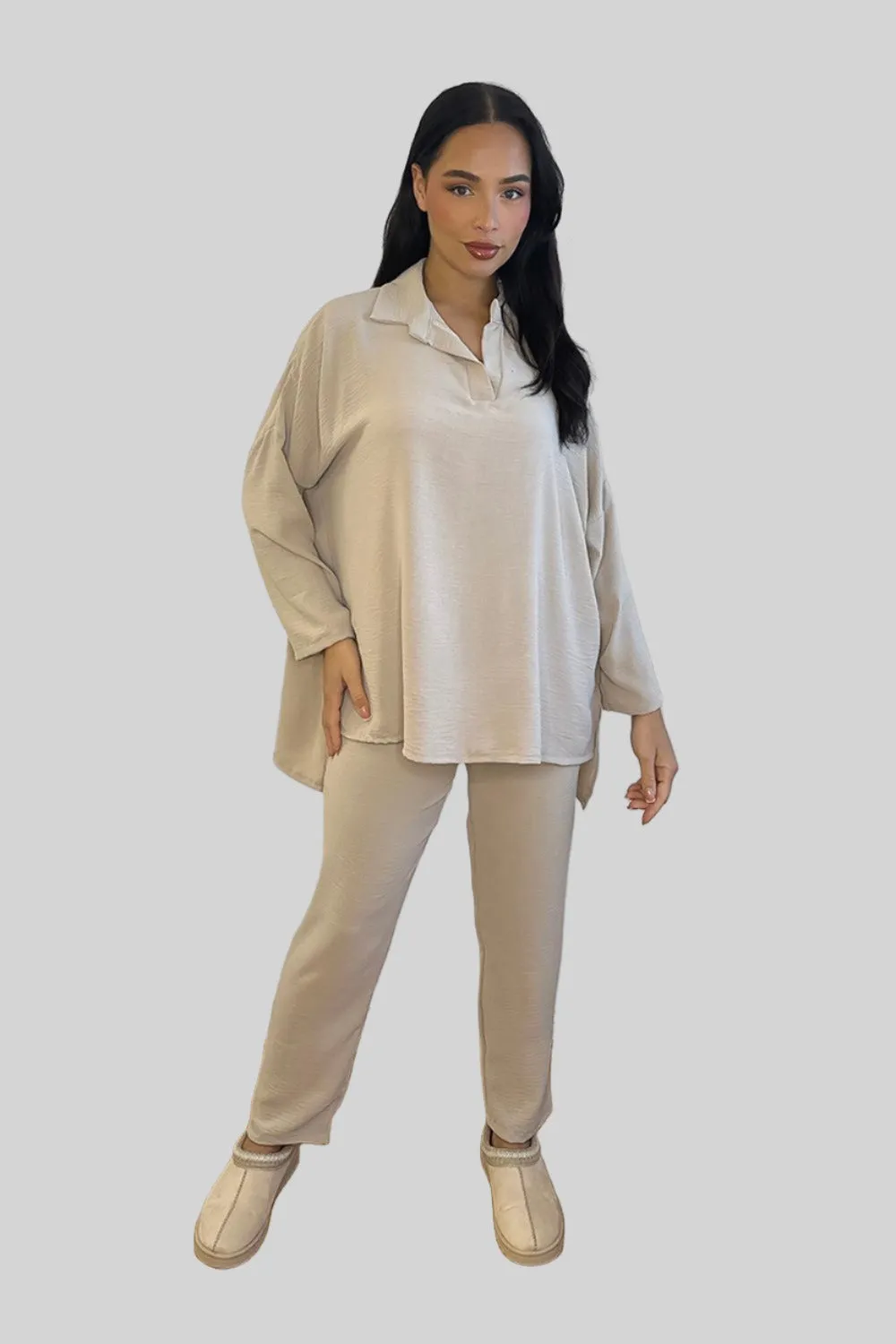 Shirt Blouse And Trousers Leisure Set