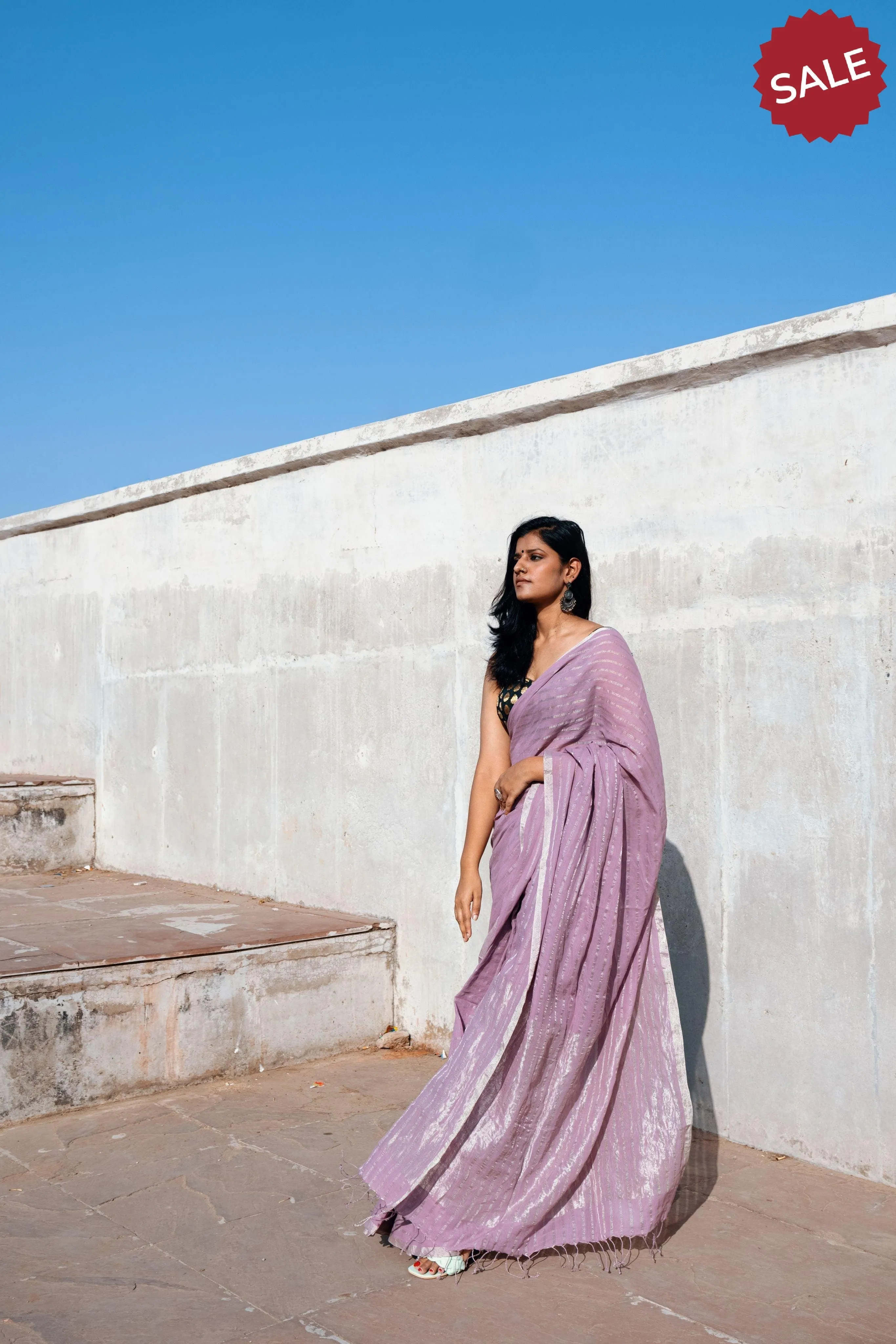 Sitara - Lavender zari by cotton saree