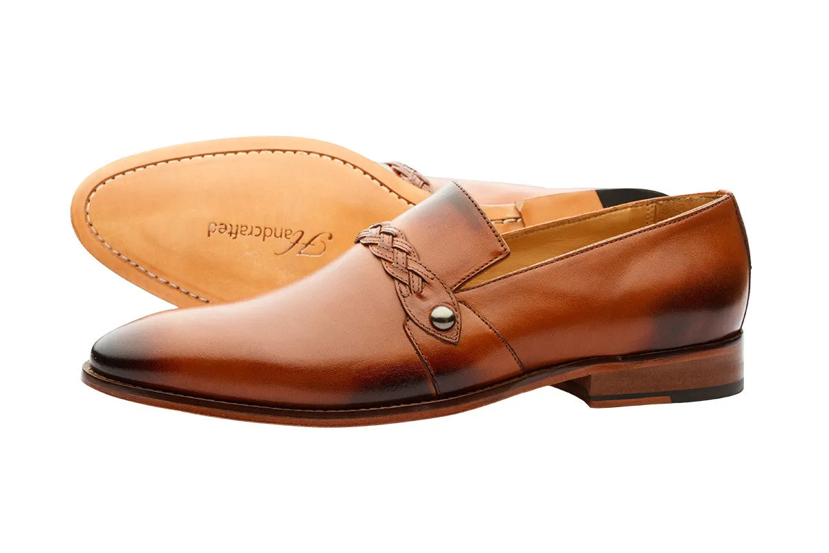 SLIP ON WITH PLEATED SADDLE - TAN