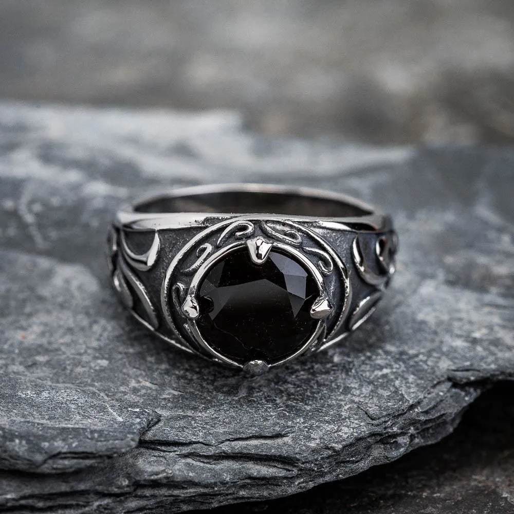 Stainless Steel Celtic Signet Ring With Central Stone