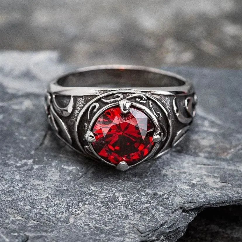 Stainless Steel Celtic Signet Ring With Central Stone