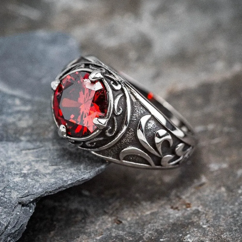 Stainless Steel Celtic Signet Ring With Central Stone