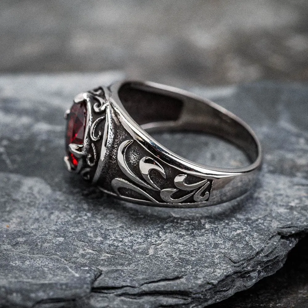 Stainless Steel Celtic Signet Ring With Central Stone