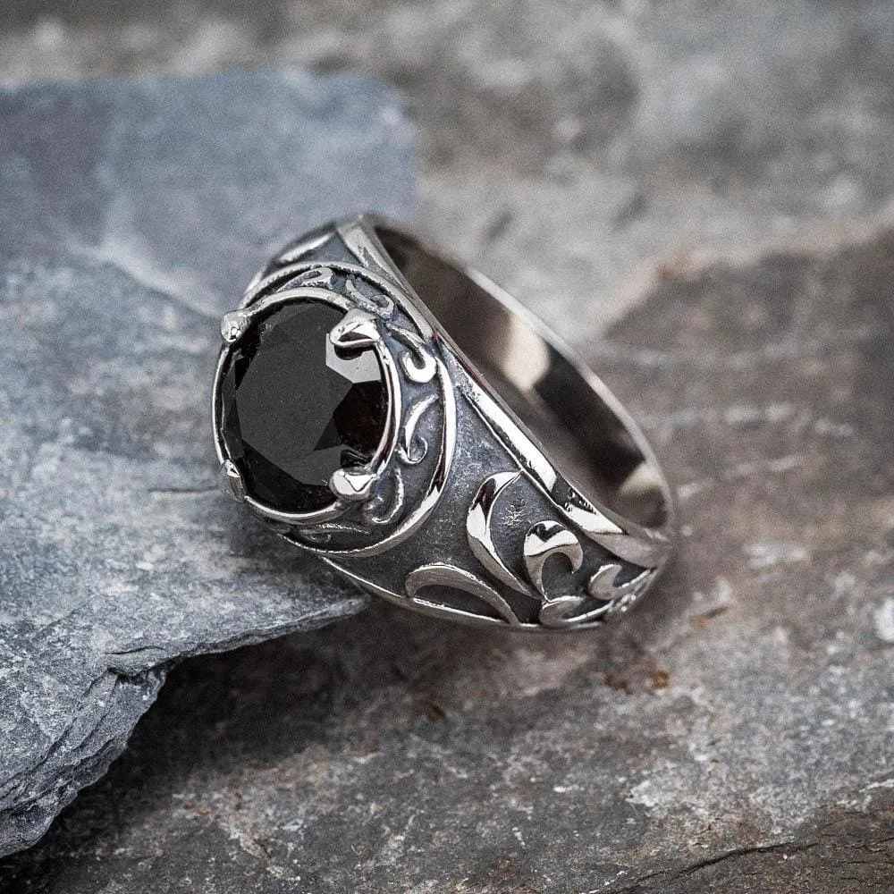 Stainless Steel Celtic Signet Ring With Central Stone