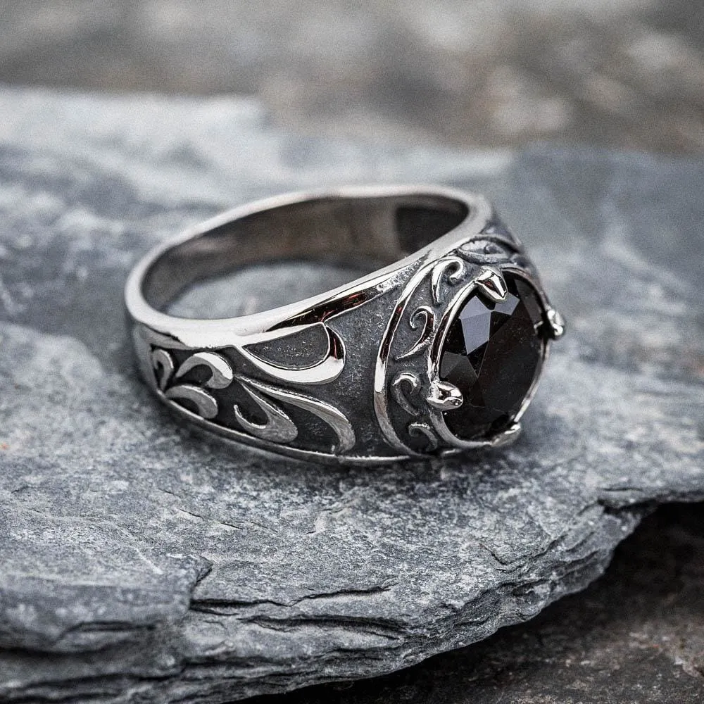 Stainless Steel Celtic Signet Ring With Central Stone