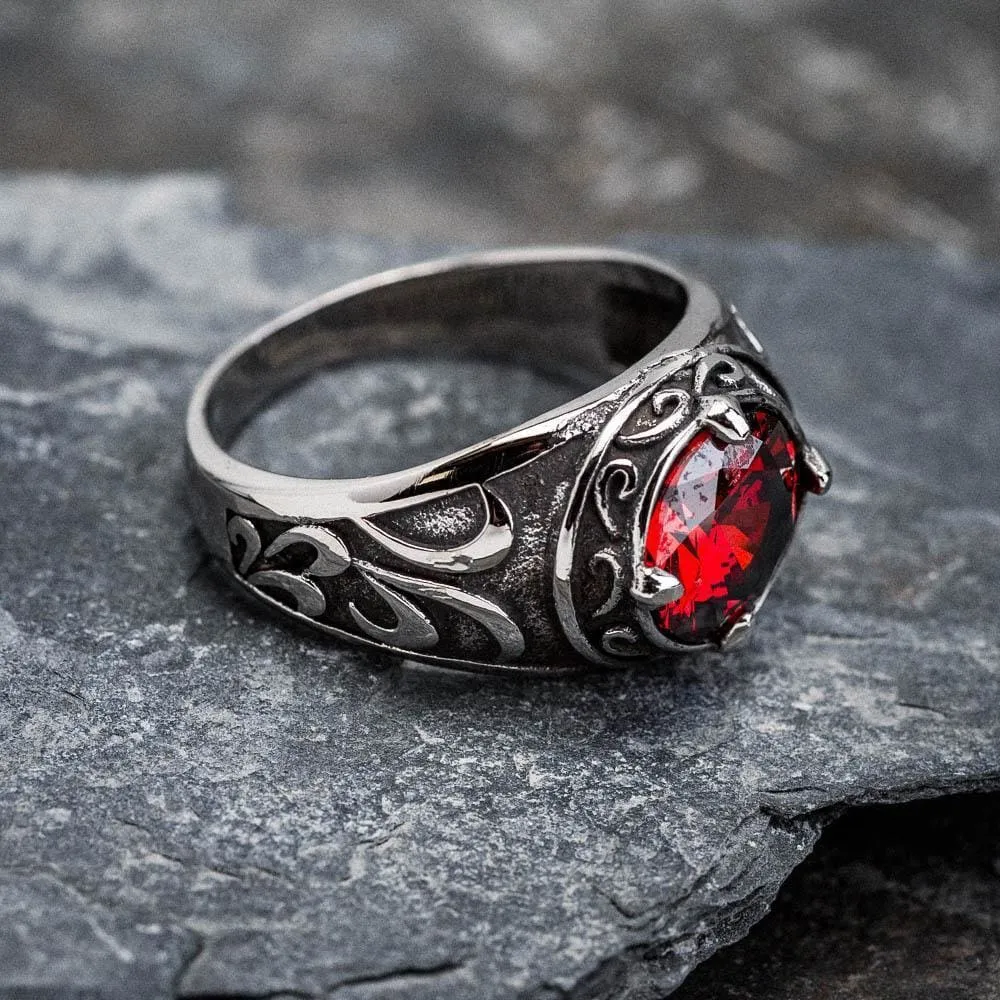 Stainless Steel Celtic Signet Ring With Central Stone