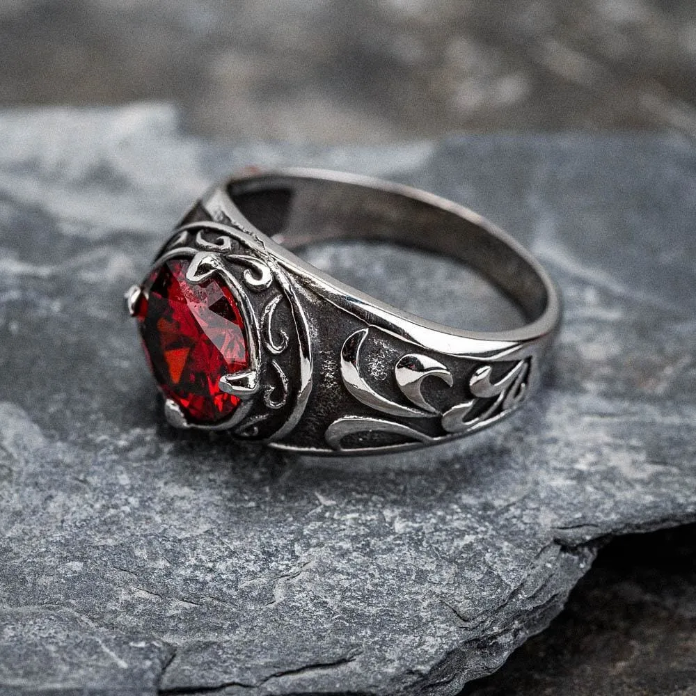 Stainless Steel Celtic Signet Ring With Central Stone