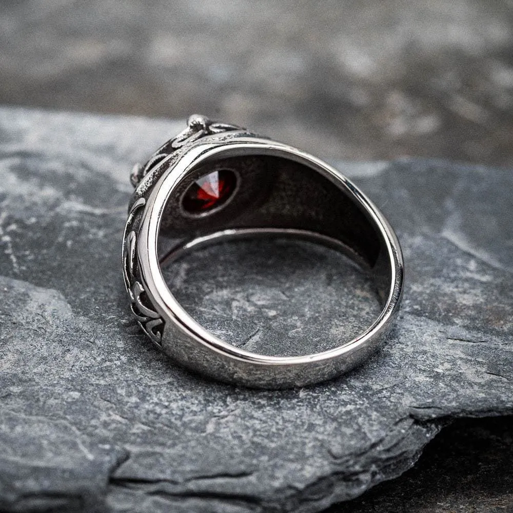 Stainless Steel Celtic Signet Ring With Central Stone